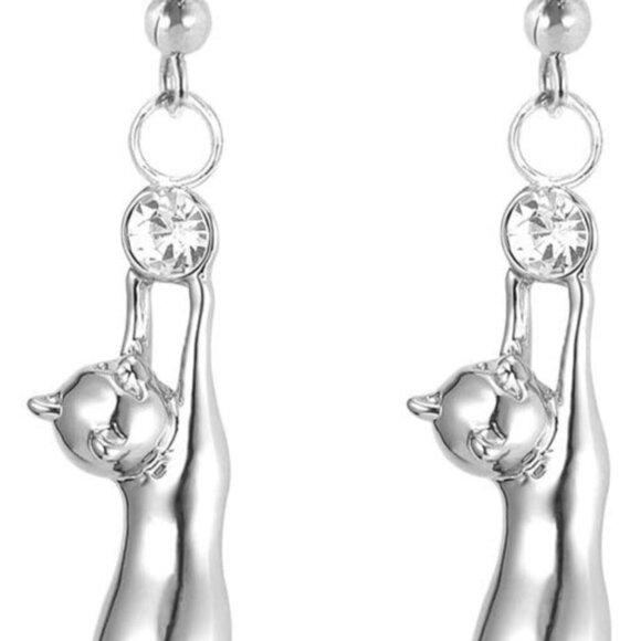 Other - Cute Cat Ear Pendant Platinum/18K Gold Plated Drop Earrings With Rhinestone
